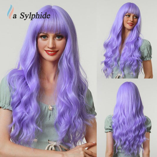 La Sylphide Synthetic Hair Wigs Cosplay Wig Long Wave Root Black Ombre Pink for Woman Heat Resistant Fiber Daily Party Wig - Charlie Dolly