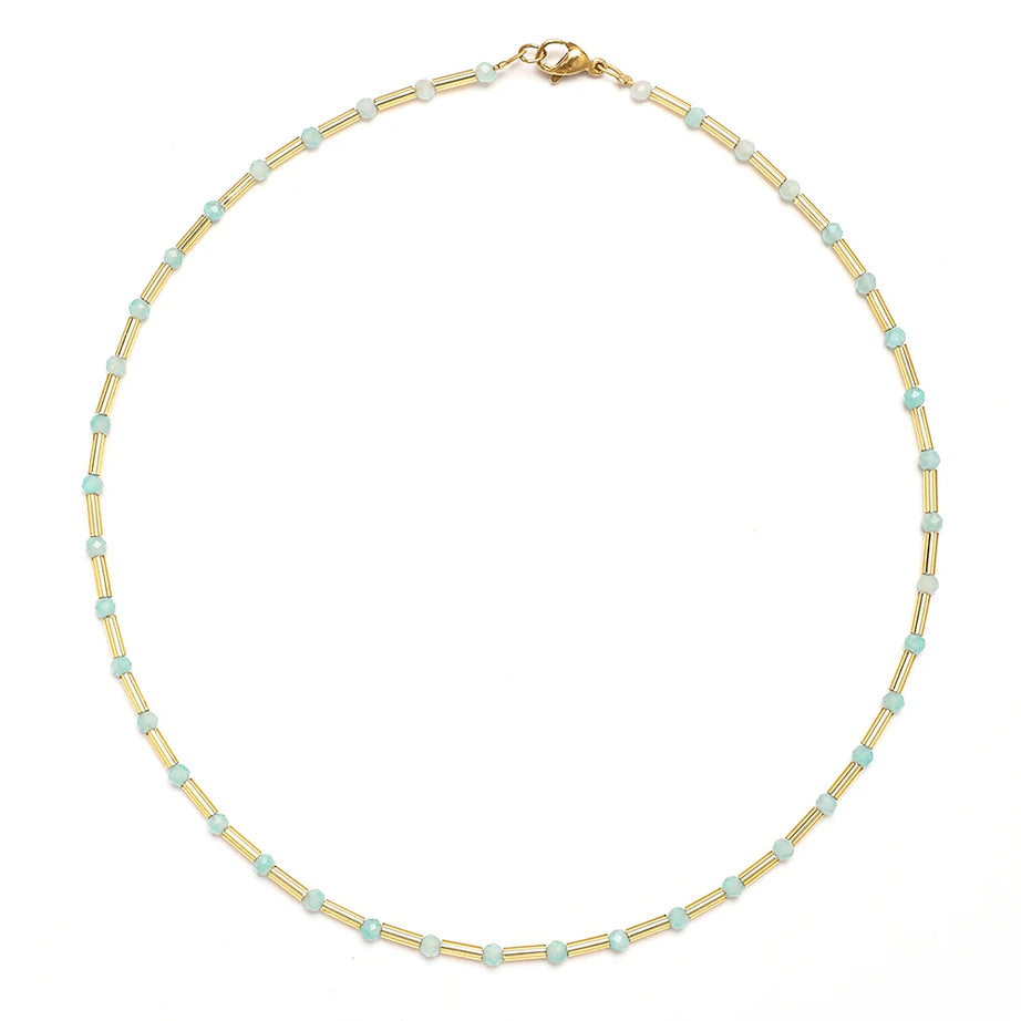 ZMZY Fashion Boho Necklace Women Jewelry Natural Stone Choker Healing Tiny Beads Clavicle Chain Crystal Agates Necklace - Charlie Dolly