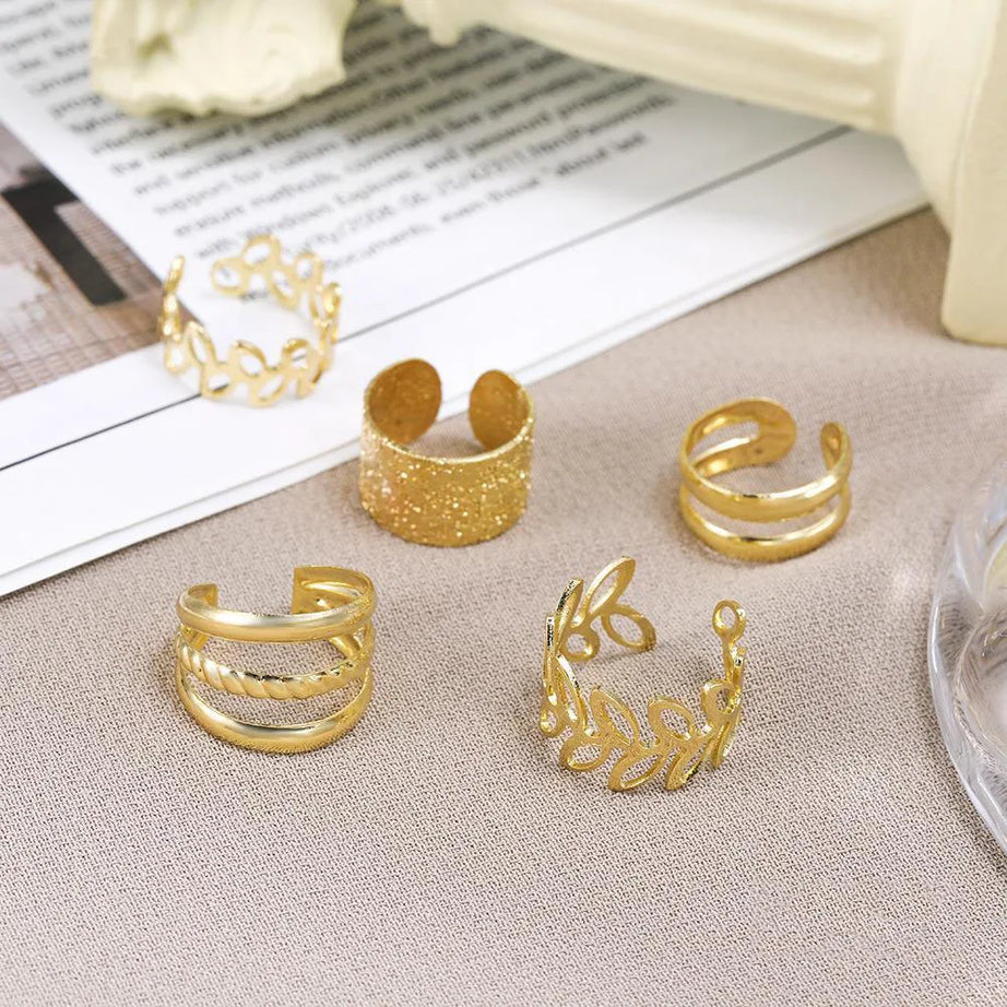 Retro Leaf Ear Cuff Non Piercing Set Jewelry
