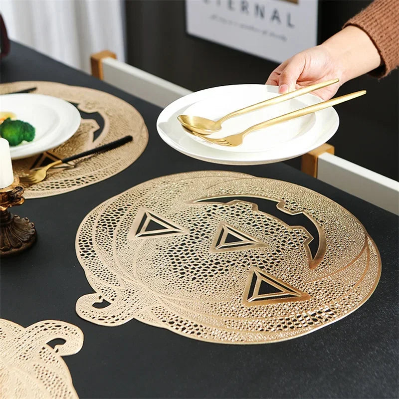 2024 New PVC Placemats for Halloween Dining Table Decoration Pumpkin Shaped Desktop Heat Insulation Pad - Charlie Dolly