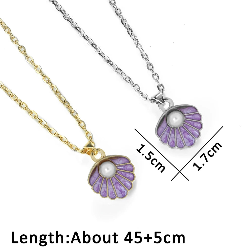 Boho Shell with Pearl Pendant Necklace Adjustable Alloy O-Chain Lobster Clasp Summer Seaside Beach Fashion Jewelry Gift For Girl