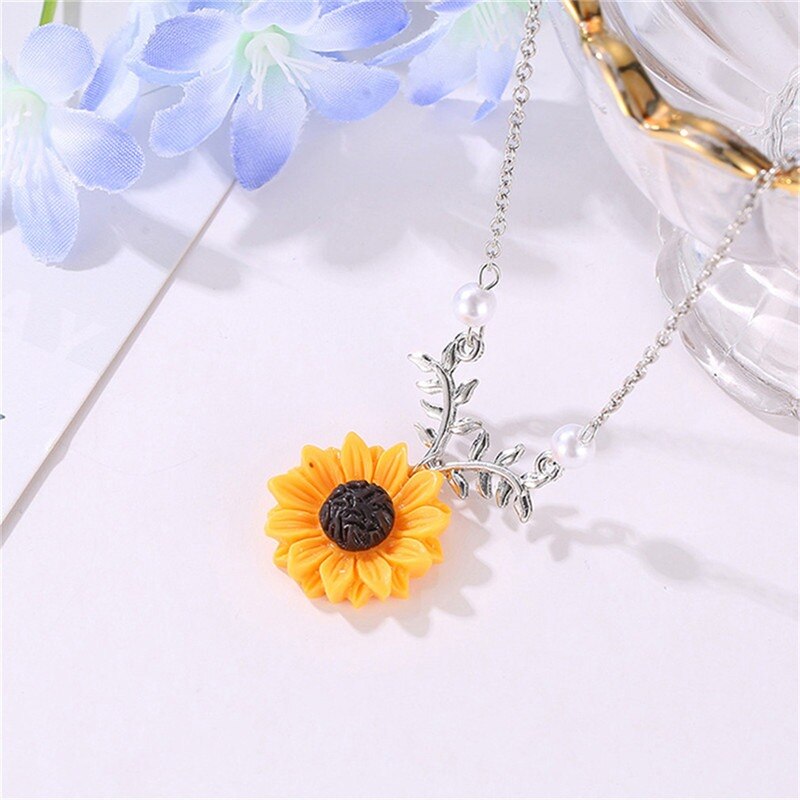 Fashion Creative Sunflower Sun Flower Rose Gold, Gold-Color, Silver-Color Necklace,4 Sets Of Accessories,Trendy Daisy Jewelry - Charlie Dolly
