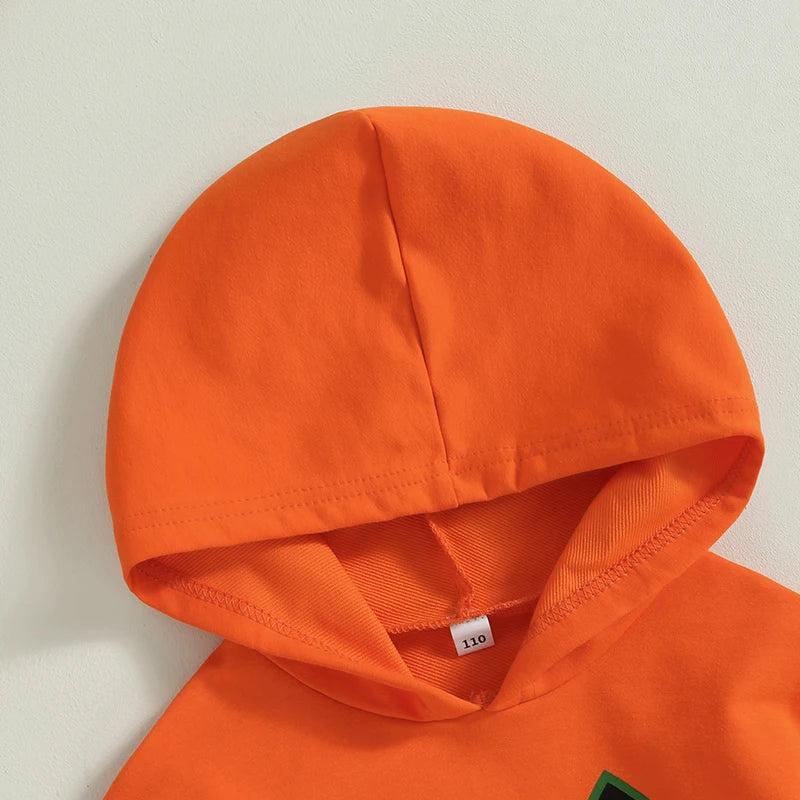 Citgeett Autumn Halloween Kids Boys Girls Outfit Pumpkin Print Long Sleeve Hooded Sweatshirt Pants Fall Clothes Set - Charlie Dolly