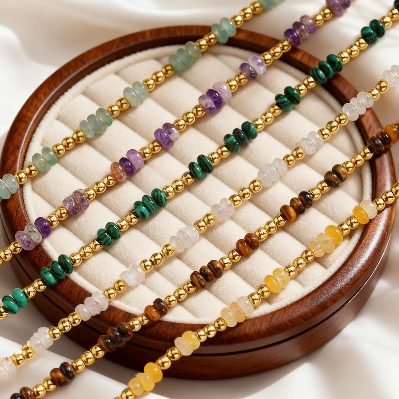 Boho Natural Stone Beaded Bracelet for Women Toggle Clasp Crystal Bead Chain Bracelet Chic Design Stainless Steel Jewelry Gift - Charlie Dolly