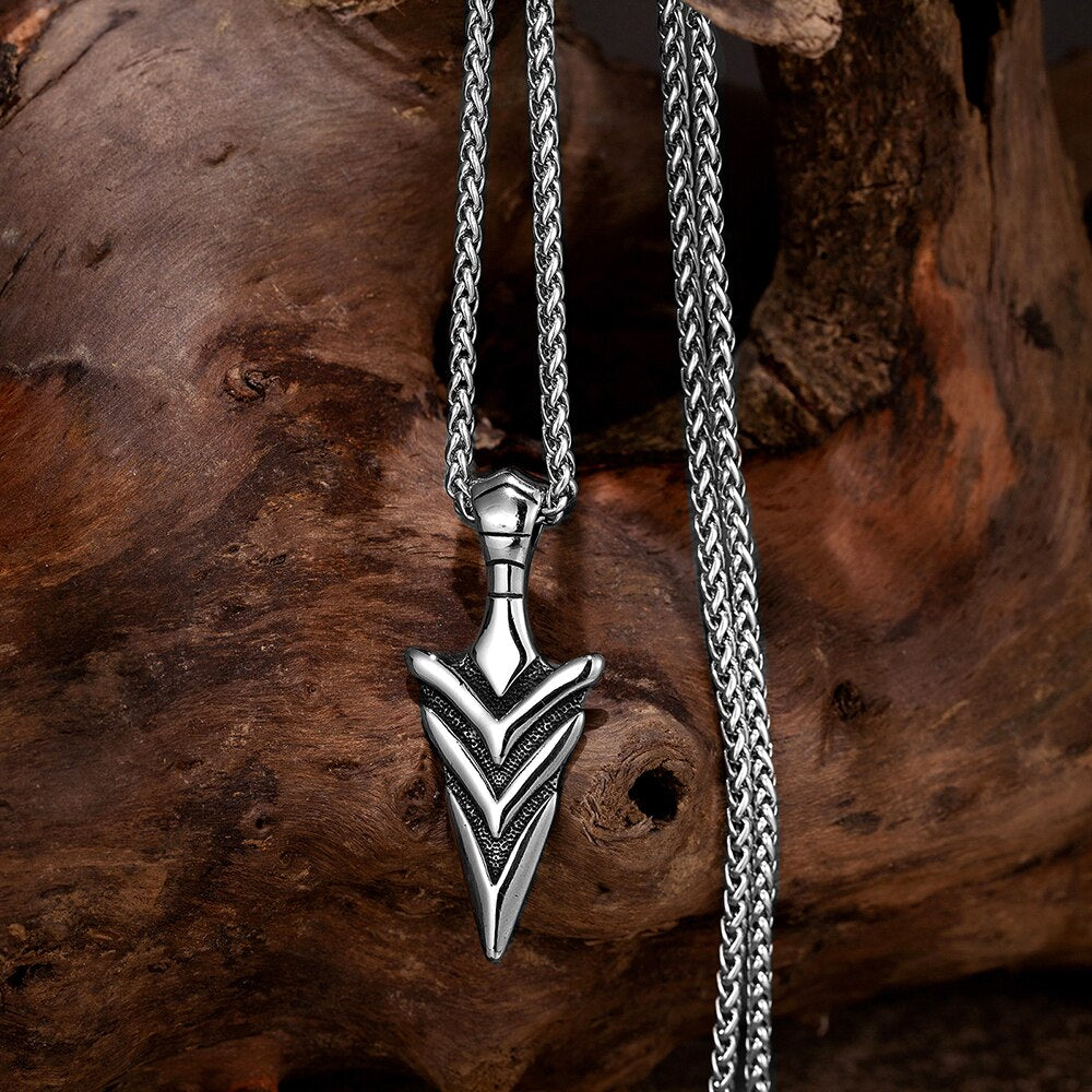 Norse Mythology Odin's Spear Gungnir Necklaces Men Retro Stainless Steel Viking Pendant Scandinavian Amulet Self-defense Jewelry - Charlie Dolly