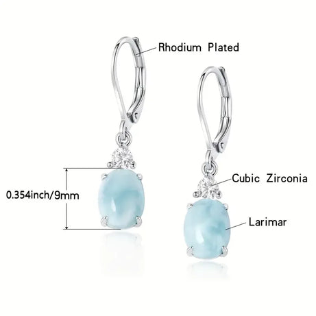 Larimar Sterling Silver Stud Earrings Jewelry