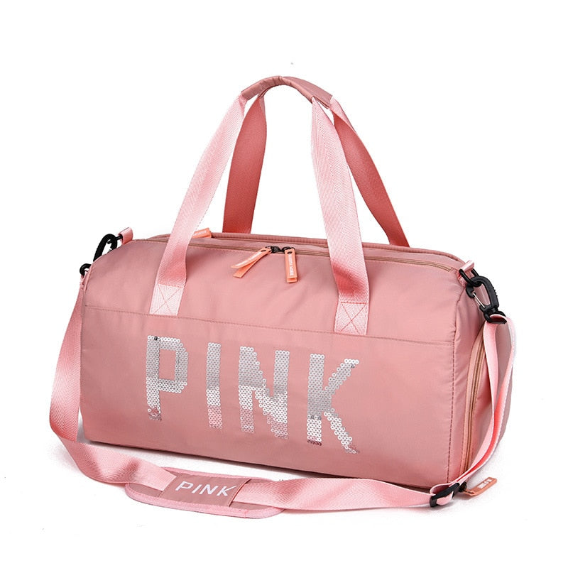 New Sequins Pink Gym Bag Women Shoe Compartment Waterproof Sport Bags for Fitness Training Bolsa Sac De Sport Travel Bag - Charlie Dolly