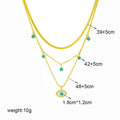 DIEYURO 316L Stainless Steel Butterfly Moon Lock Blue Eyes Pendant Necklace For Women Multilayer Choker Chain Jewelry Gifts - Charlie Dolly