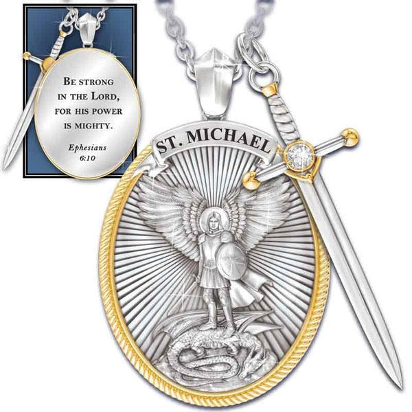 Catholic Patron Saint Pendant Michael St. Michael The Archangel Pendant Necklace Dropshipping In Stock