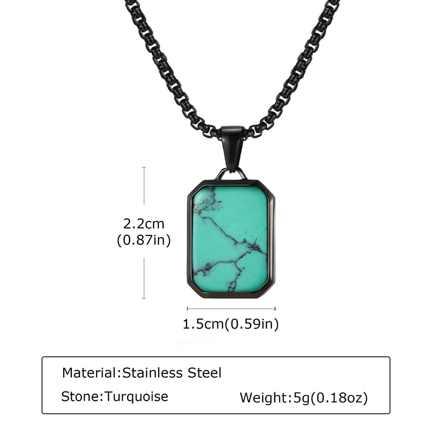 Natural Stone and Stainless Steel Hip Hop Pendant Necklace for Men