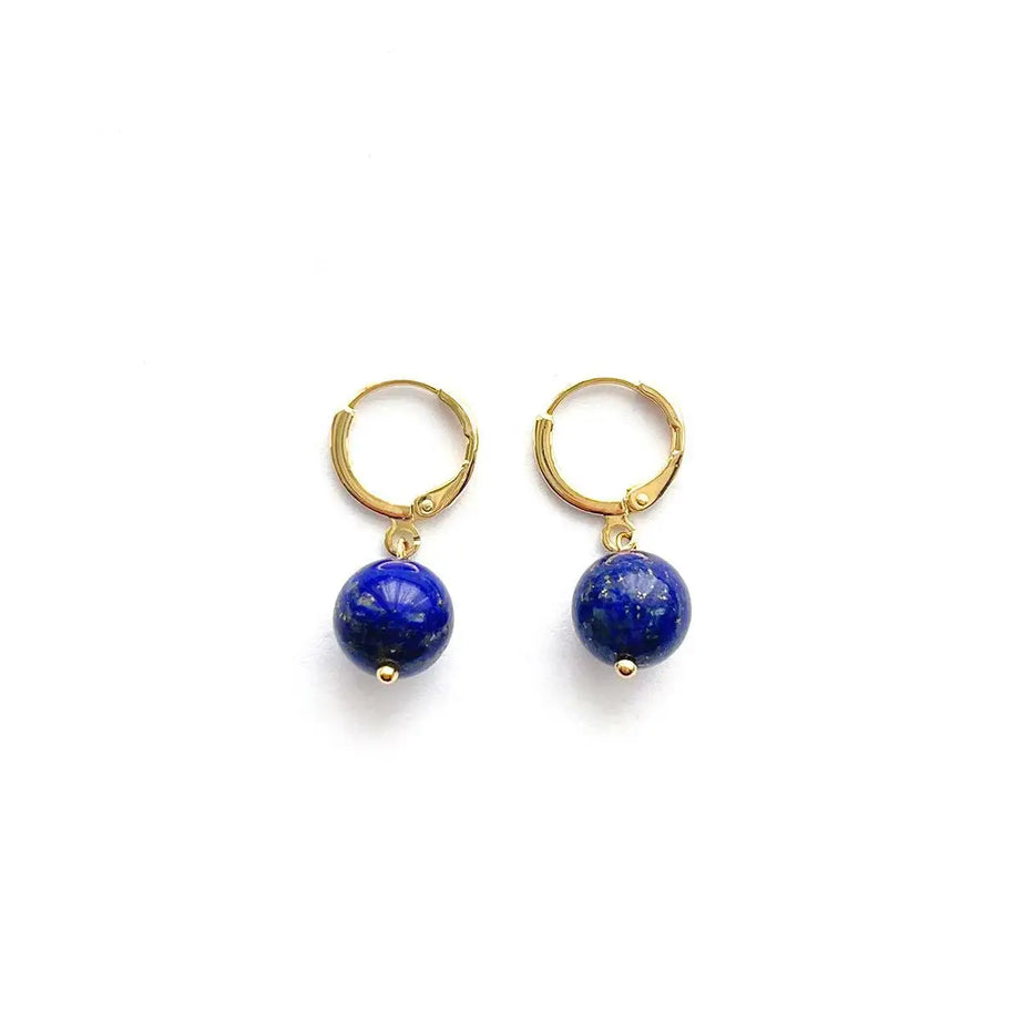 Fashionable, simple, retro, natural lapis lazuli earrings, earrings, ear loops, ear rings, women's accessories and jewelry - Charlie Dolly