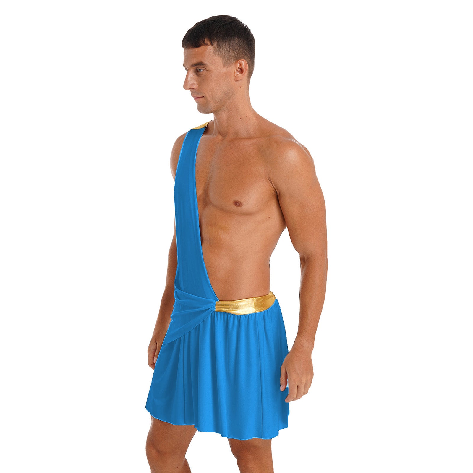 Men's  Ancient Greek God Halloween Party Costume Cosplay One Shoulder Strap Skirts Knight Warrior Theatrical Performance Outfit - Charlie Dolly