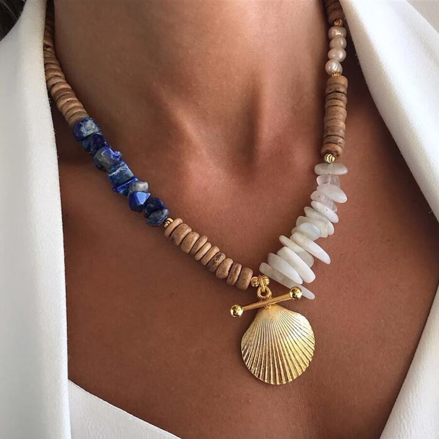 boho Ocean kolye Sonsuzluk Mineli Göz Kolye Sea Shell Conch pendants charms Necklace Sexy collier de perles Gift Accessories - Charlie Dolly