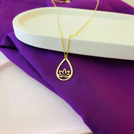 Water Drop Lotus Pendant, Stainless Steel Meditation Yoga Talisman