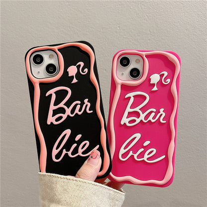 Barbie Letter Mobile Phone Case for Iphone14Promax Fashion Women 3D Pink Silicone Soft Shell 13Pro Protective Holder Accessory