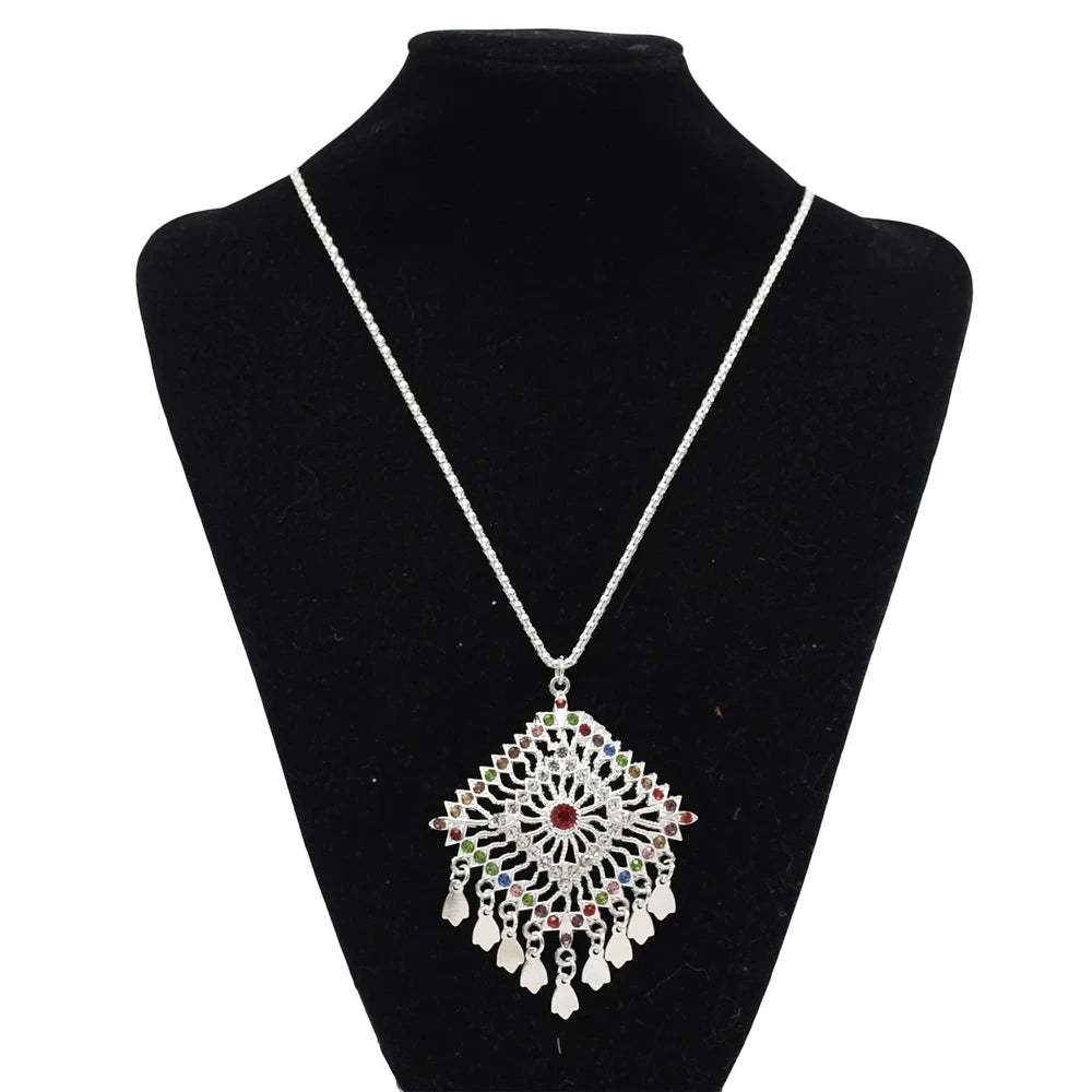 Turkish Coin Stone Tassel Bib Choker Necklace Jewelry