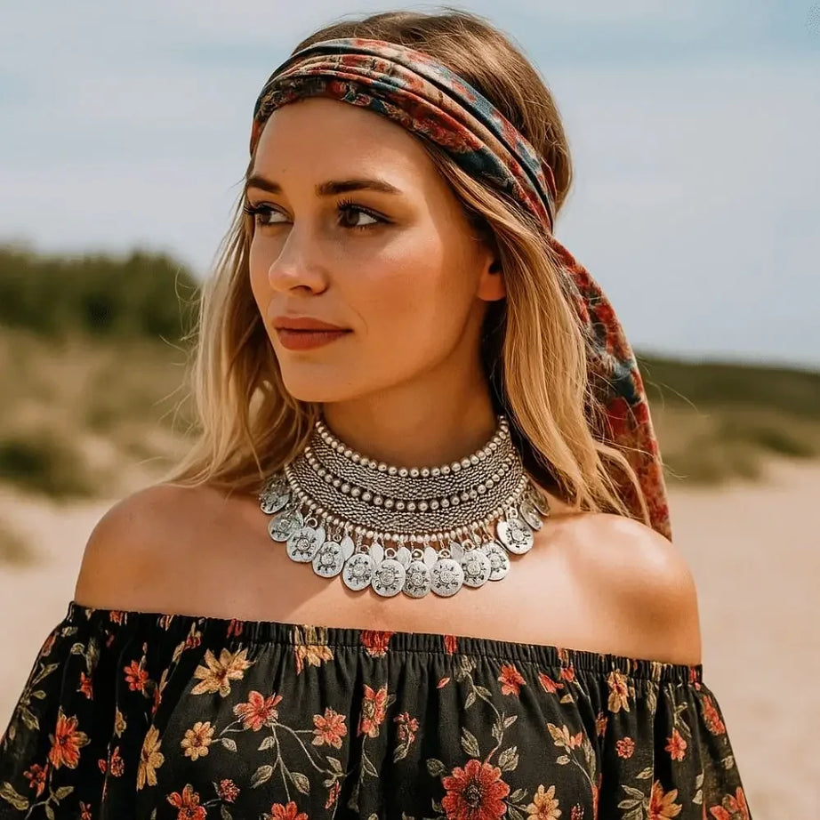 Chunky Coin Tassel Layered Necklace Jewelry