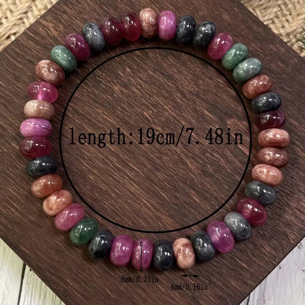 Bohemian Natural Stone Abacus Bead Bracelet, Handmade Healing Crystal Elastic Stretch Bracelet, Boho Beaded Jewelry for Women