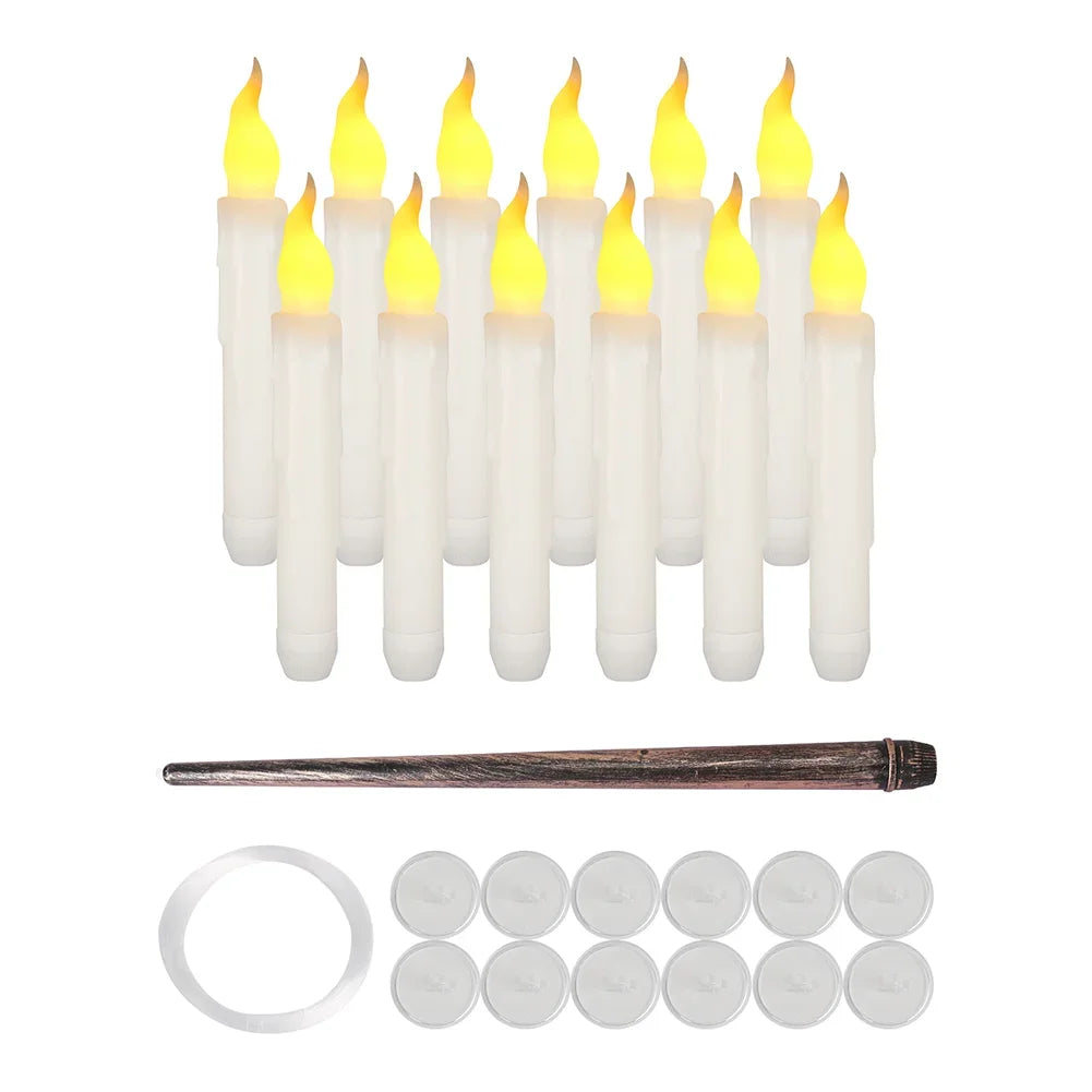 Halloween Decoration Floating LED Candles 12/24Pc Flameless Flicker Candle with Magic Wand Remote Control For Christmas Birthday - Charlie Dolly