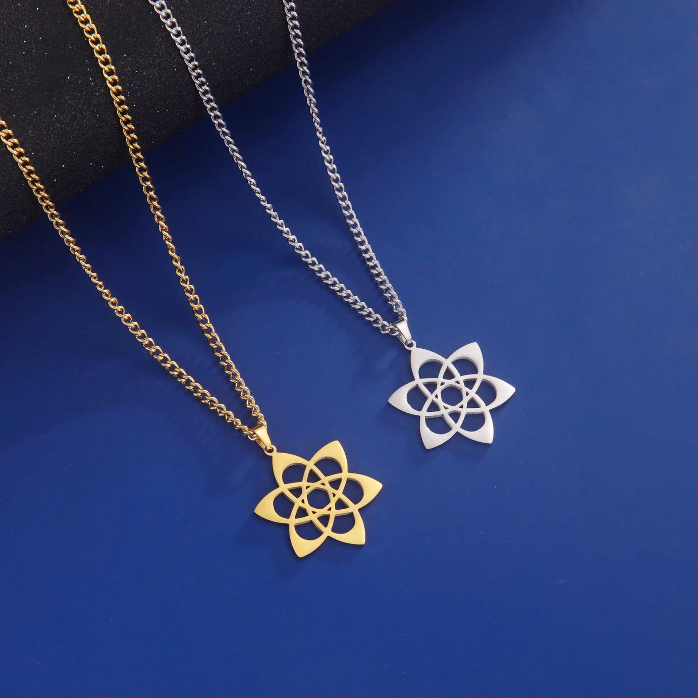 Chakra Lotus & Star of David Amulet Necklace, Hebrew Sacred Protection Talisman