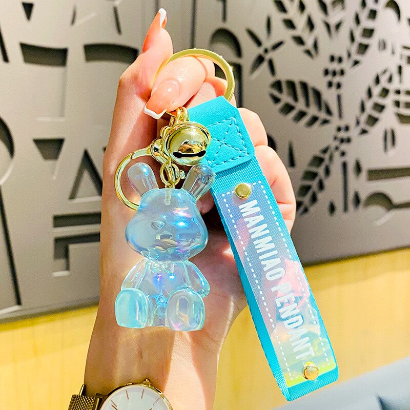 Cute Crystal Keychain Charm Tie The Bear Pendant For Women Bag Car KeyRing Mobile Phone Fine Jewelry Accessories Kids Girl Gift - Charlie Dolly