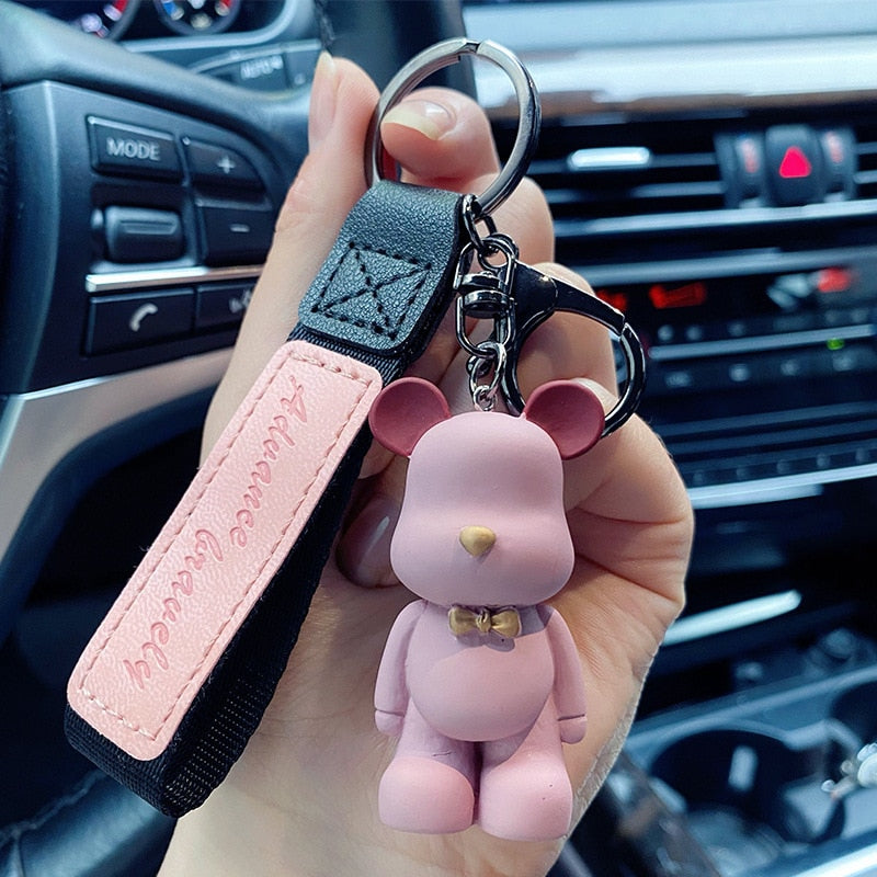 Cute Resin Keychain Charm Tie The Bear Pendant For Women Bag Car KeyRing Mobile Phone Fine Jewelry Accessories Kids Girl Gift - Charlie Dolly