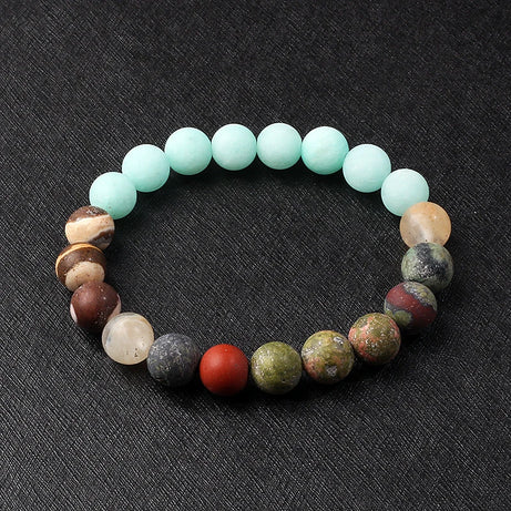 Nine Planets Solar System Beaded Bracelet, Natural Stone Galaxy Cosmic Talisman