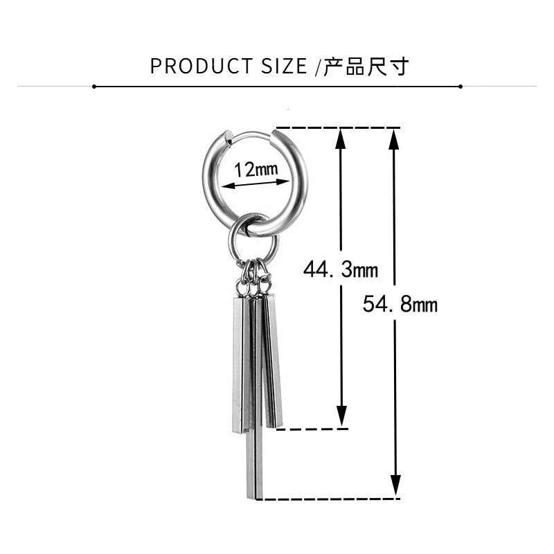 Fashion Gothic Street Hip Hop Stick Stainless Steel Black Drop Earrings For Women Men Ear Jewelry Pendant Cool Eardrop Zoro - Charlie Dolly