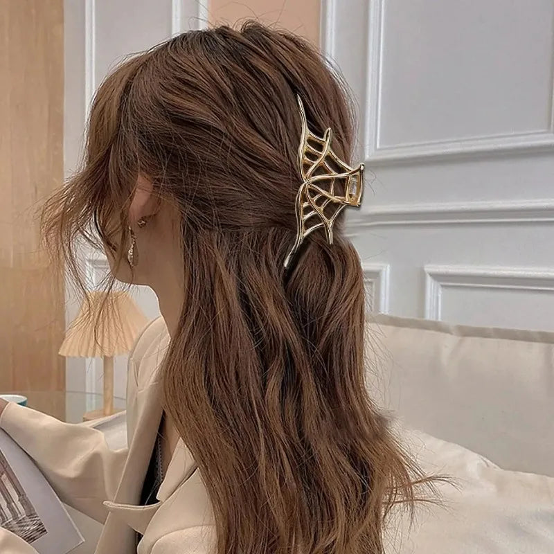 New 2023 Halloween Spider Skeleton Hair Claw Clips for Women Jewelry Accessories Black Silver Gold Large Barrette Party Headwear - Charlie Dolly