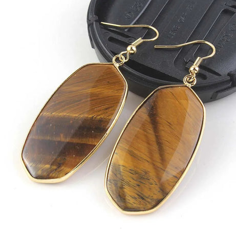 Crystal Oval Drop Stone Earrings For Women Natural Rose Quartz Labradorite Lapis Lazuli Stone Dangle Hook Girls Earring Jewelry - Charlie Dolly