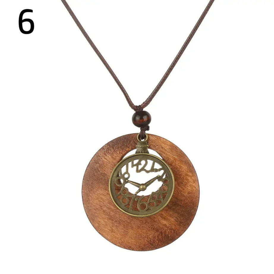 Nepal Wood Bead Tassel Sweater Chain Necklace Jewelry