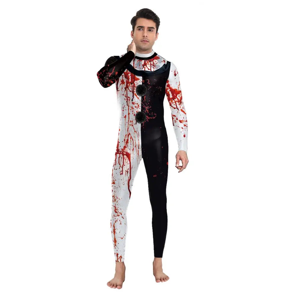 VIP FASHION Blood Clown Costume Adult Kid Halloween Suit Fancy Family Matching Suit Zentai Bodysuit Movie Scary Cosplay Jumpsuit - Charlie Dolly