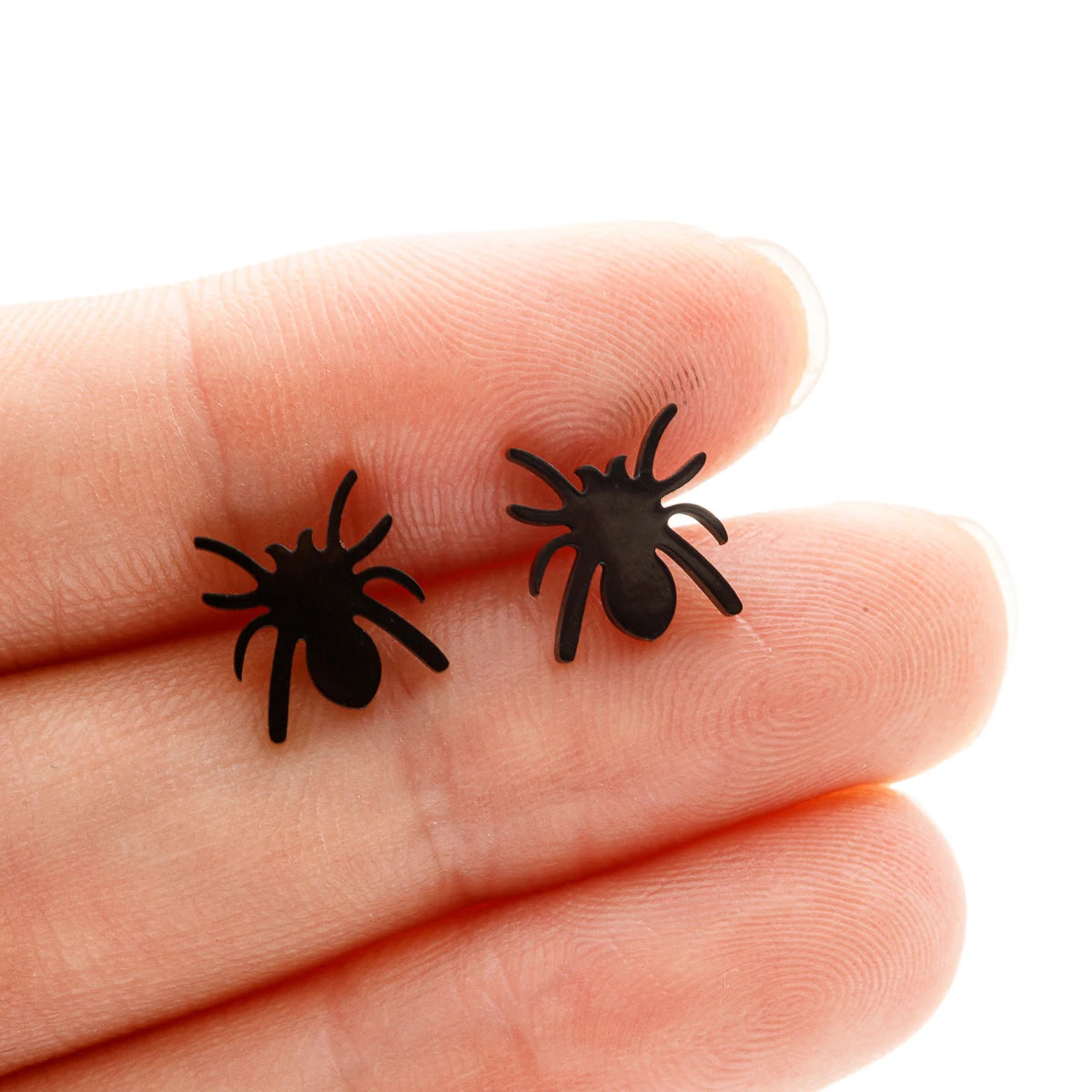 Cartoon Spider And Web Stainless Steel Stud Earrings For Women Punk Black Animal Bat Piercing Earings Halloween Party Gifts - Charlie Dolly