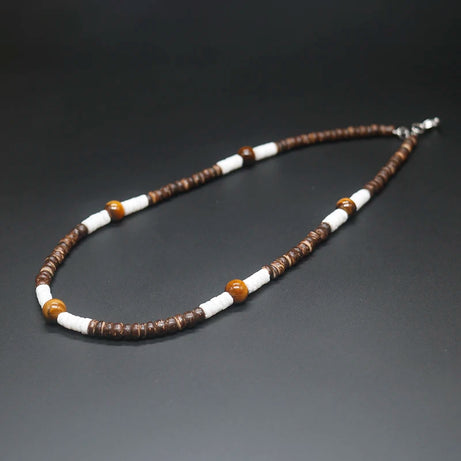 Tribal Coconut and Puka Shell Boho Necklace for Men