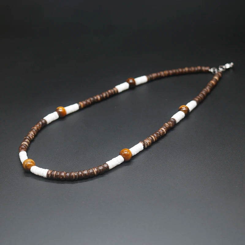 2023 Tribal Coconut Beads Necklace Men Ethnic Bohemia Puka Shell Surfer Necklace For Men Jewelry Collar Hombre Gift for Him