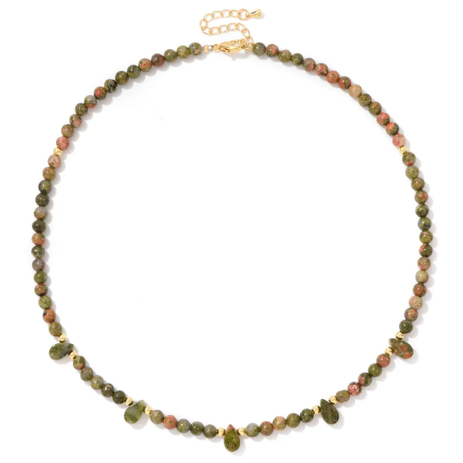 Natural Stone Green Aventurine Beads Necklace 4mm Blue Turquoises Beaded Choker for Women Girls Fashion Boho Jewelry Jewelry - Charlie Dolly