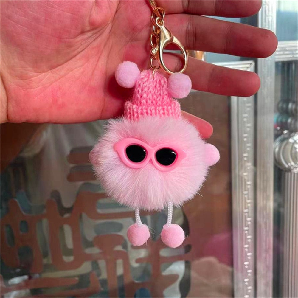 1pc Fashion Cute Mini Ice Cream Key Ring With Tassel Student Fluffy Pom Pom Velvet Plush Keychain For Girls Bag Decoration Gift - Charlie Dolly