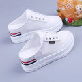 2023 New Half Slippers Women Mesh Mules Summer Inner Heightening Outdoor Breathable Casual Shoes White Platform Slip On Sneakers - Charlie Dolly
