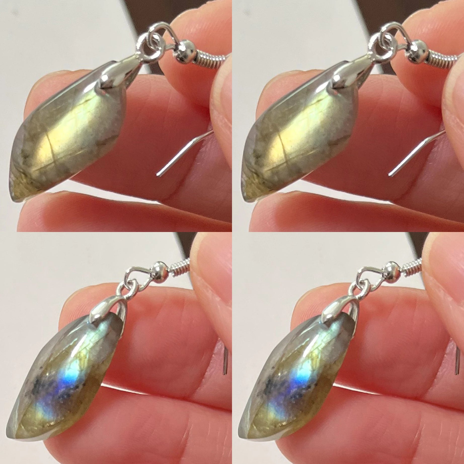 Blue Labradorite Pendant & Earrings Set, Raw Natural Stone Unisex Boho Jewelry
