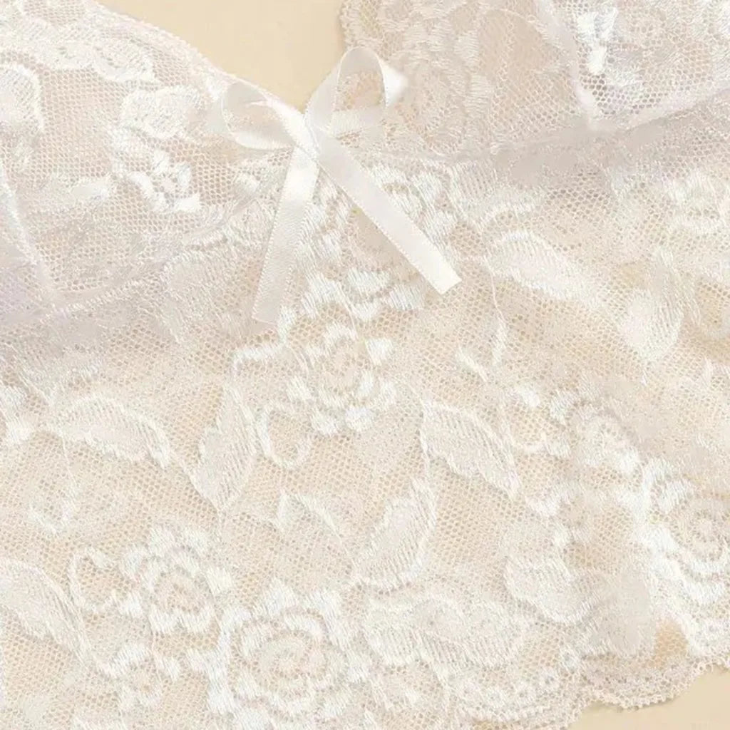 Sexy Women Lingerie Set Thin Lace Flower Printed Underwear Suit Female Adjustable Shoulder Underwear Sleepwear Briefs Set белье - Charlie Dolly