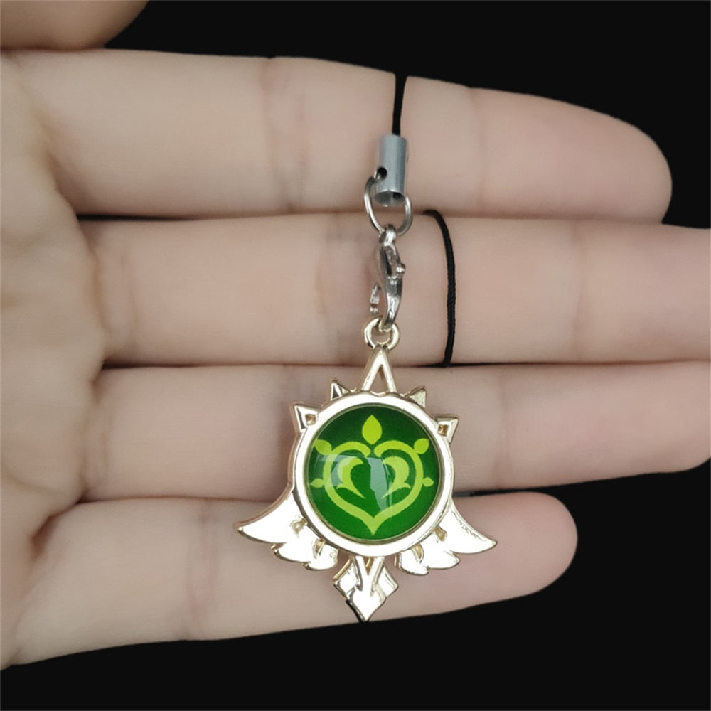 Game Genshin Impact Keychain Luminous 7 Element Double-Side Glass Pendant Weapons Eye Of Original Keyring Phone Charms Souvenir - Charlie Dolly