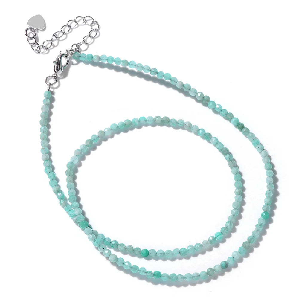 2mm Natural Stone Beads Necklace Handmade Mini lapis lazuli Amethysts Turquoises Beaded Necklaces for Women Boho Jewelry Gift