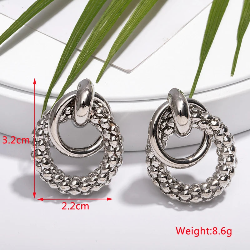 New Exaggerated Twist Metal Dangle Earrings for Women Gold Color Punk Fashion Female Hanging Earrings Boho Geometry Ear Jewelry