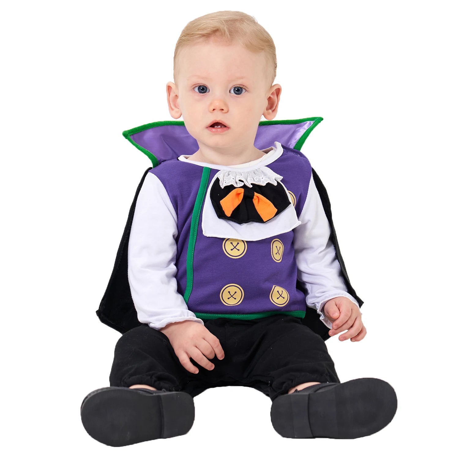 Purple Black Bat Vampire Costume for Baby Infant Boys Girls Romper Jumpsuit with Cape 6M 12M 24M Halloween Purim Fancy Dress - Charlie Dolly