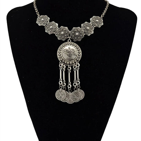 Turkish Coin Stone Tassel Bib Choker Necklace Jewelry