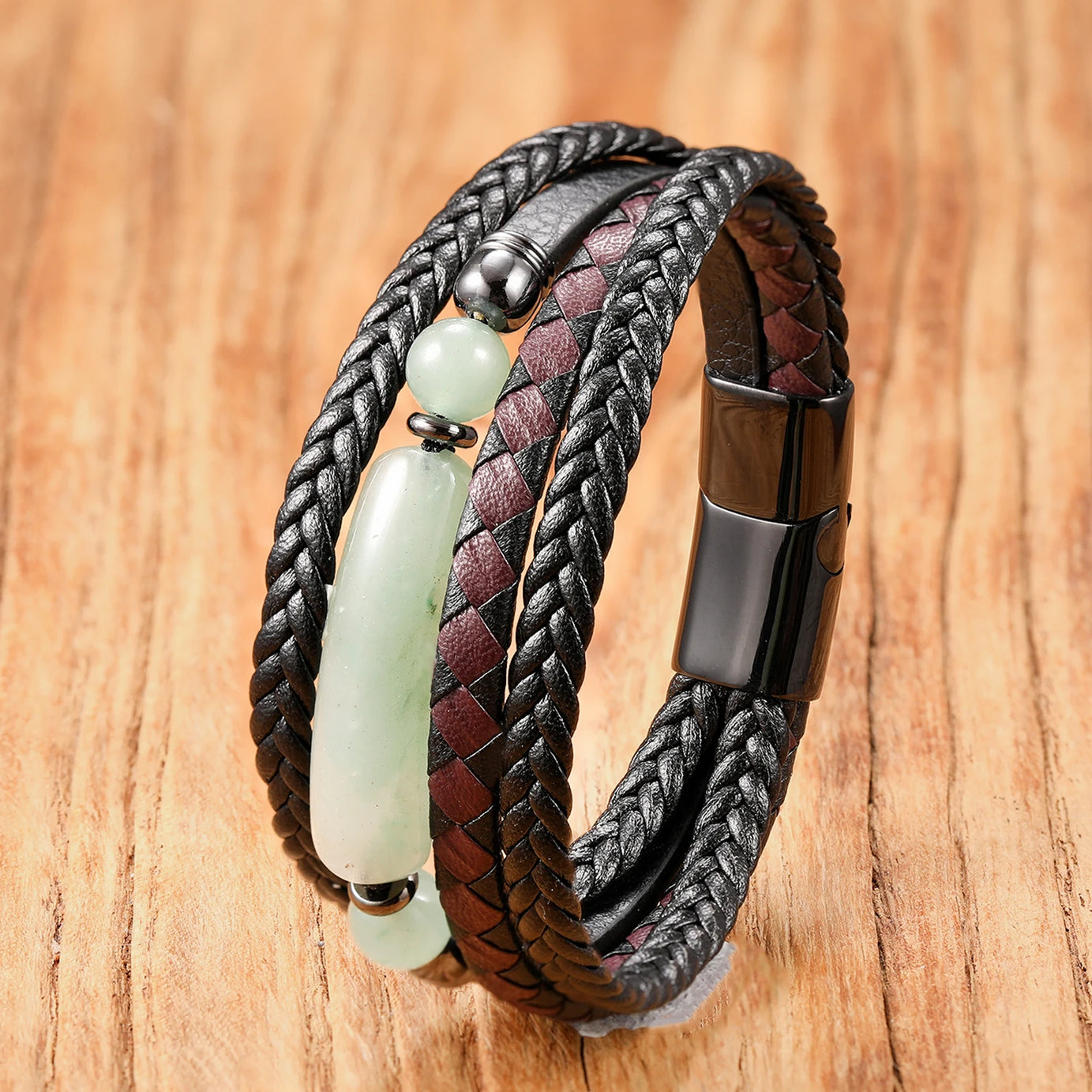 Stone & Leather Wrap Bracelet
