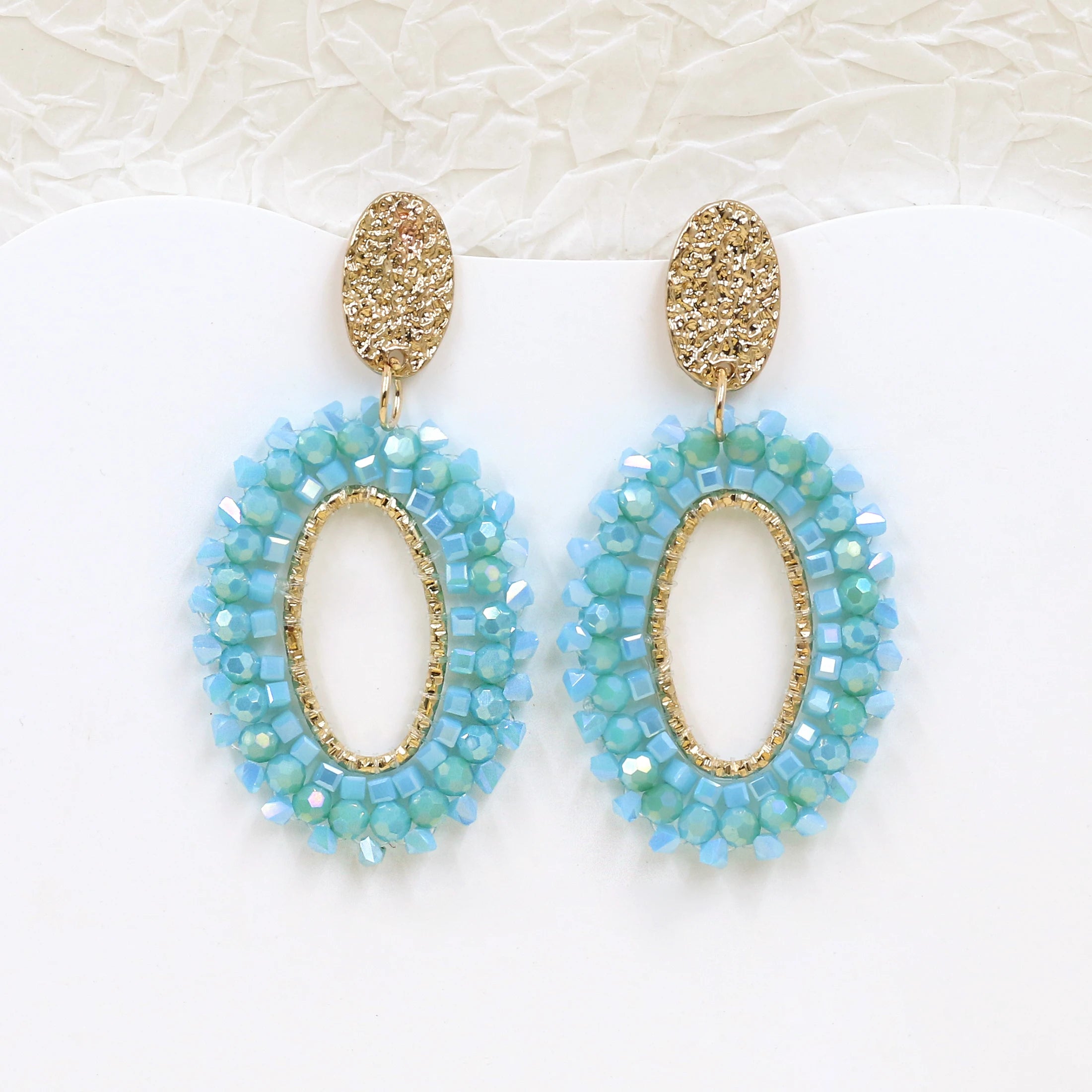 INKDEW Oval Drop Earrings for Women Big Long Earrings Handmade Crystal Beads Earrings Jewelry Fashion Gift boho EA104
