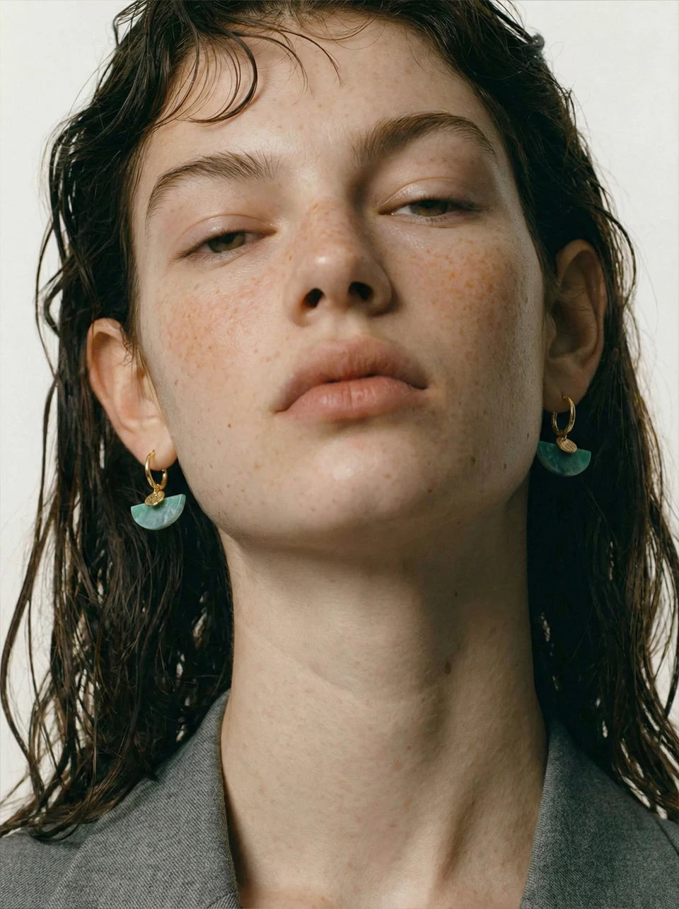 Yhpup Stainless Steel Fan French Drop Hoop Earrings High Quality Natural Tiger Agate Stone 2026 New Arrivals Daily Jewelry Gift