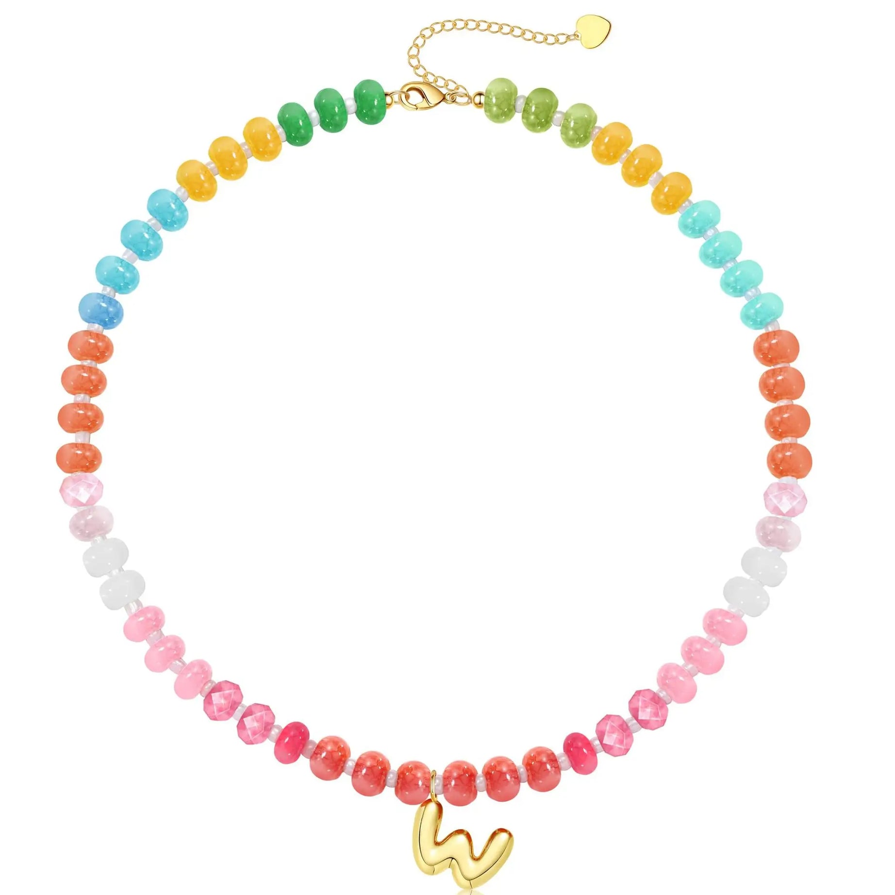 Initial Letter Stone Bead Choker