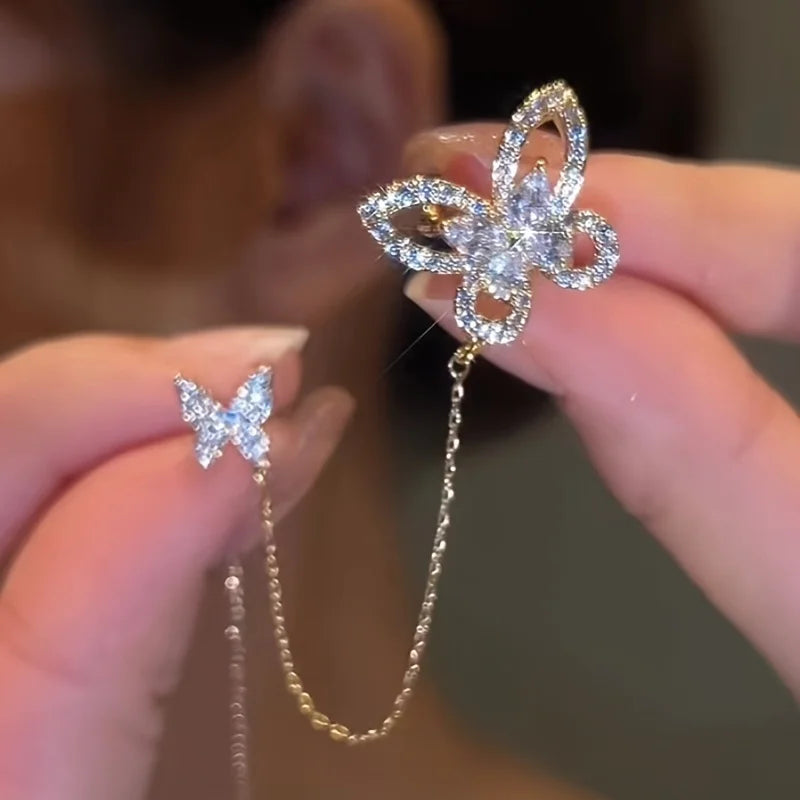 Accessories for Women Personality Simple Hollow Butterfly Zircon Ear Clip for Women Party Jewelry Anniversary Gift Pendientes - Charlie Dolly